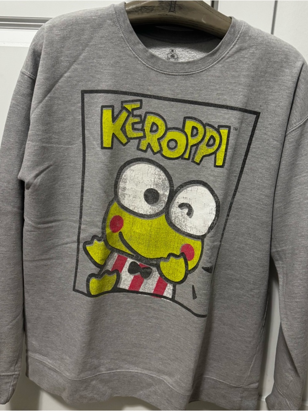 Keroppi Graphic Crewneck Sweatshirt - Gray, Yellow